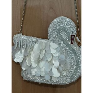 Handmade in India Beaded White Swan Crossbody Bag NWT